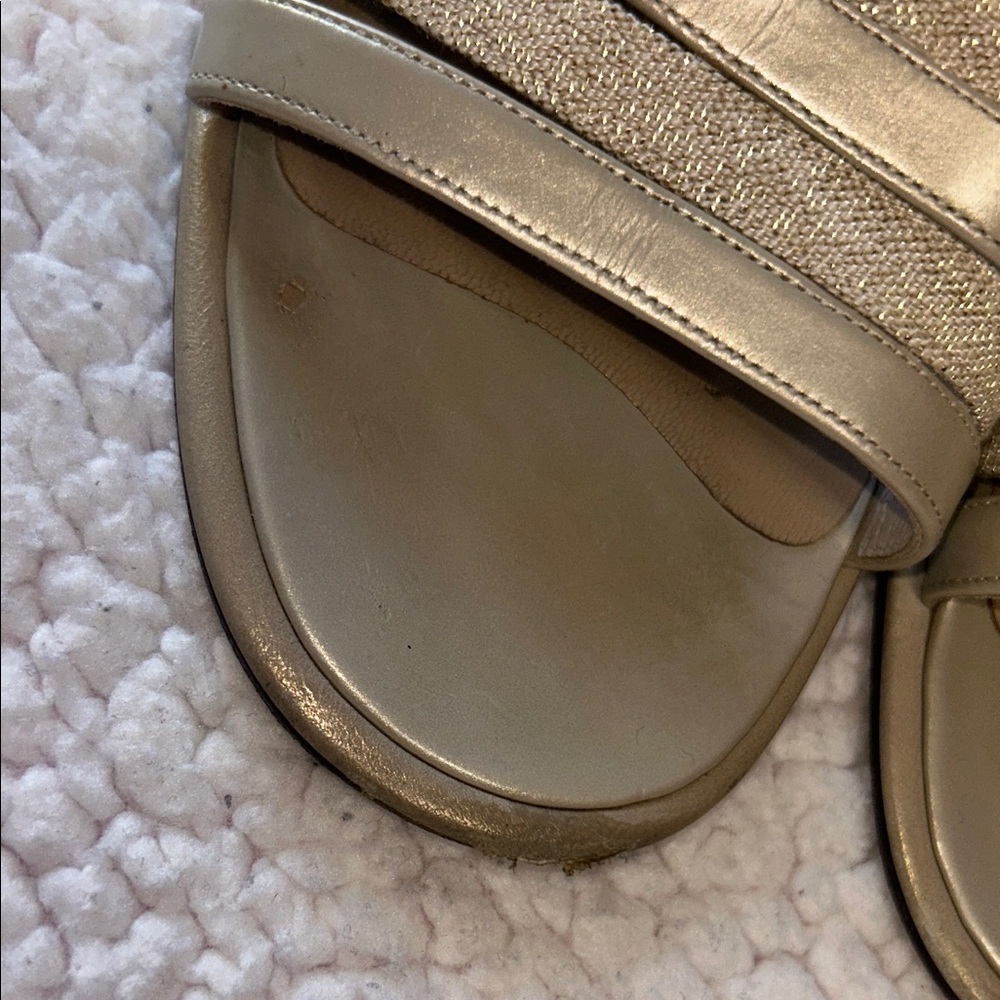 Salvatore Ferragamo Metallic Gold Strappy Mules - Picture 5 of 14